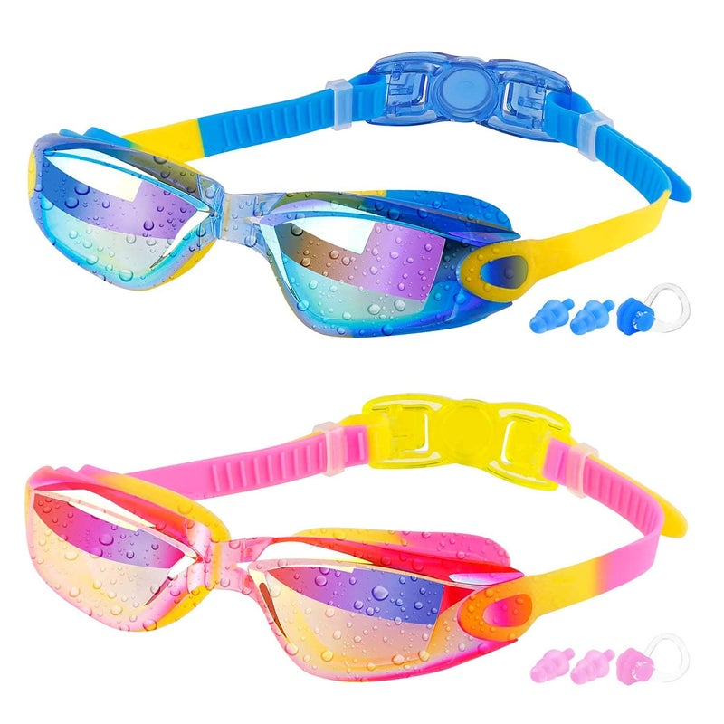 COOLOO Kids Swim Goggles, 2 Packs Swimming Goggles for Kids Girls Boys and Child Age 4-16 - Image 1